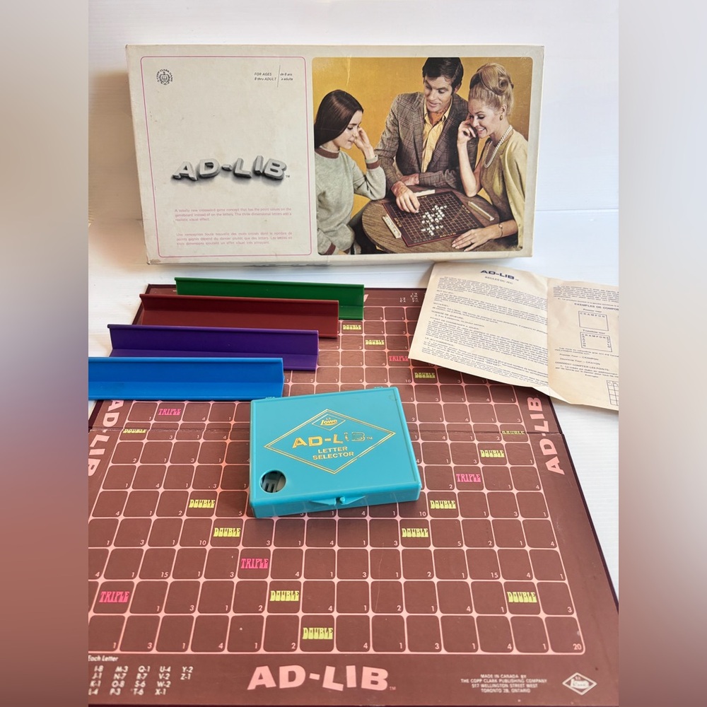 Vintage AD-LIB Word Game Complete 1970s Board Game